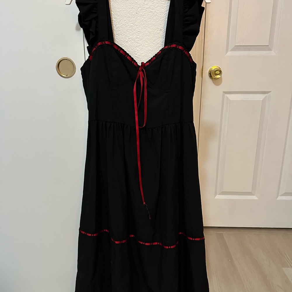 Black Dress with Red Accents